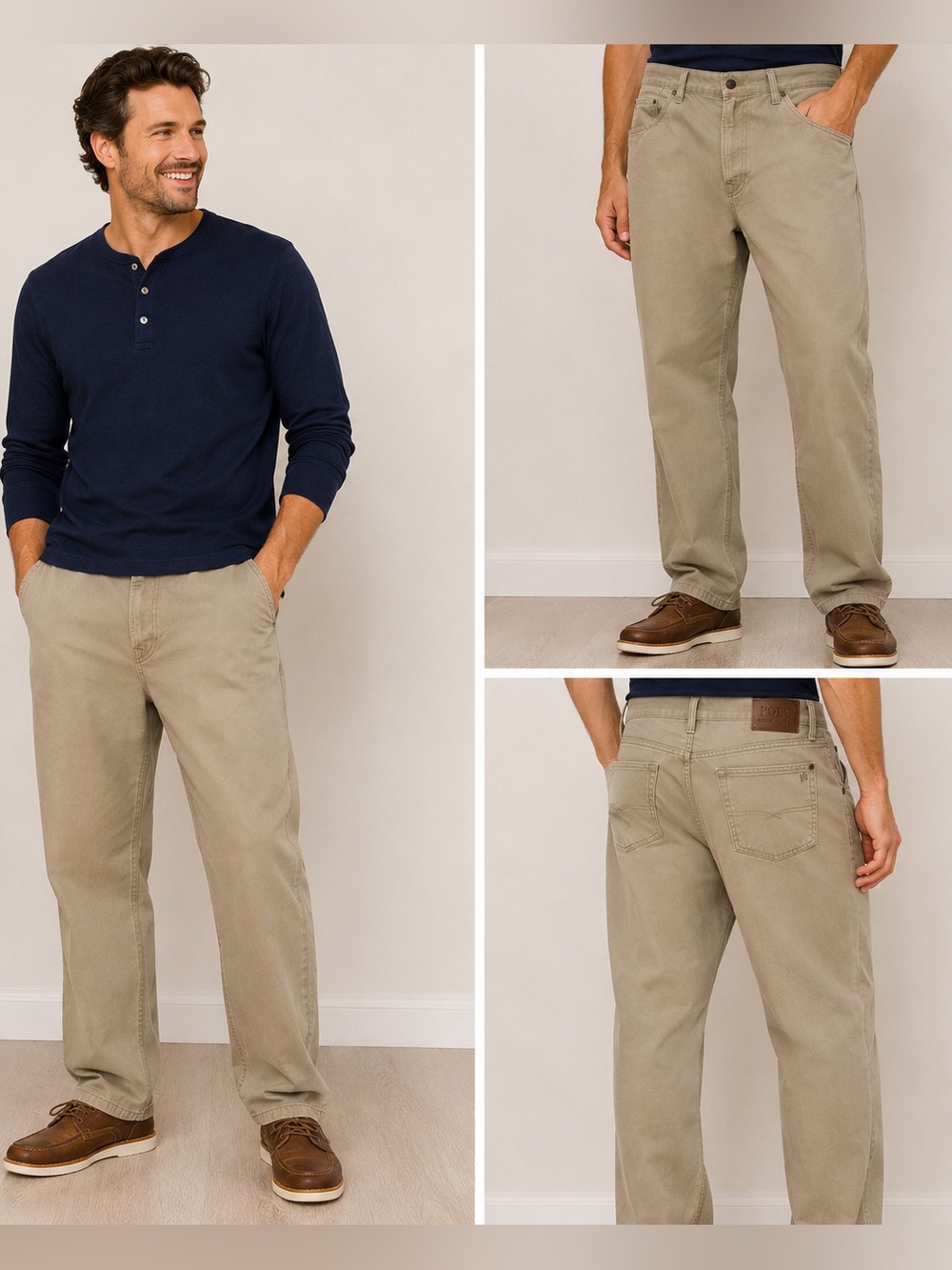Polo Ralph Lauren Khaki Pants Mens 36x32 Classic Fit Beige Cotton